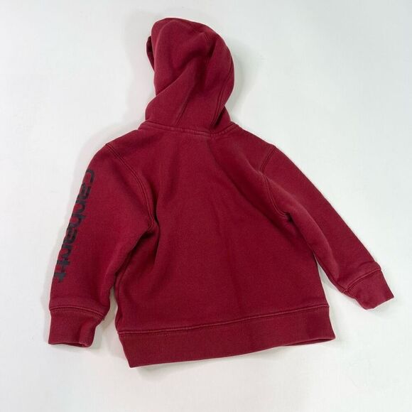 Carhartt Sweatshirt Kids Toddlers 2T Red Half-Zip Hoodie Long Sleeve Pullover - Picture 6 of 8